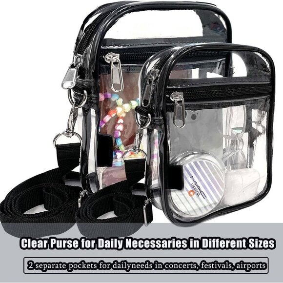 Clear Crossbody Purse Bag, Clear Bag Stadium Approved with Front Pocket for Conc - Picture 5 of 6